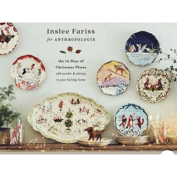Anthropologie Inslee Fariss Christmas Plates Set Of 3 Drummers Drumming New - Picture 8 of 9